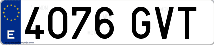 Ejemplo de matrícula de coche ordinaria 4076 GVT