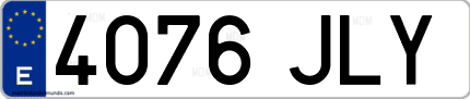 Ejemplo de matrícula de coche ordinaria 4076 JLY