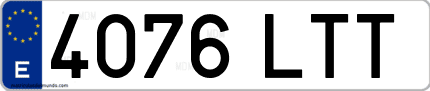 Ejemplo de matrícula de coche ordinaria 4076 LTT