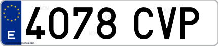 Ejemplo de matrícula de coche ordinaria 4078 CVP