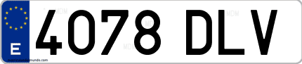 Ejemplo de matrícula de coche ordinaria 4078 DLV