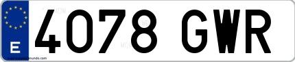 Ejemplo de matrícula española 4078 GWR