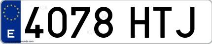 Ejemplo de matrícula española 4078 HTJ