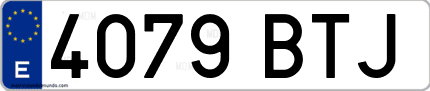 Ejemplo de matrícula de coche ordinaria 4079 BTJ