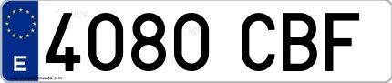 Ejemplo de matrícula española 4080 CBF