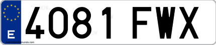 Ejemplo de matrícula de coche ordinaria 4081 FWX