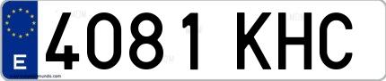 Ejemplo de matrícula de coche ordinaria 4081 KHC
