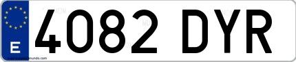 Ejemplo de matrícula española 4082 DYR