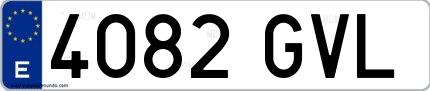 Ejemplo de matrícula española 4082 GVL