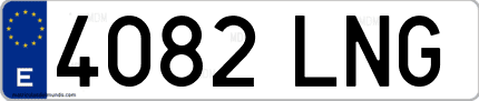 Ejemplo de matrícula de coche ordinaria 4082 LNG