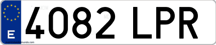 Ejemplo de matrícula de coche ordinaria 4082 LPR
