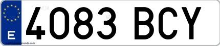 Ejemplo de matrícula española 4083 BCY