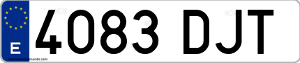 Ejemplo de matrícula de coche ordinaria 4083 DJT