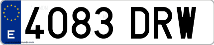 Ejemplo de matrícula de coche ordinaria 4083 DRW