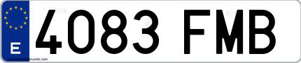 Ejemplo de matrícula española 4083 FMB