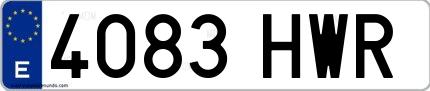 Ejemplo de matrícula española 4083 HWR