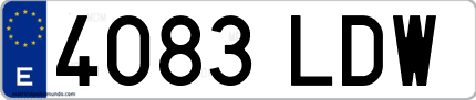 Ejemplo de matrícula de coche ordinaria 4083 LDW