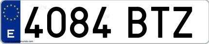 Ejemplo de matrícula española 4084 BTZ