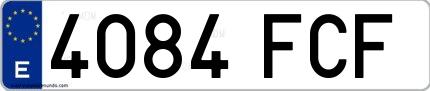 Ejemplo de matrícula de coche ordinaria 4084 FCF