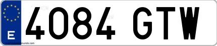 Ejemplo de matrícula española 4084 GTW