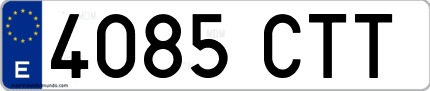 Ejemplo de matrícula de coche ordinaria 4085 CTT