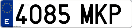 Ejemplo de matrícula de coche ordinaria 4085 MKP