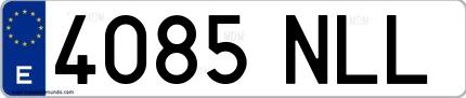 Ejemplo de matrícula española 4085 NLL
