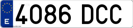 Ejemplo de matrícula española 4086 DCC
