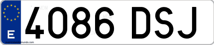 Ejemplo de matrícula de coche ordinaria 4086 DSJ