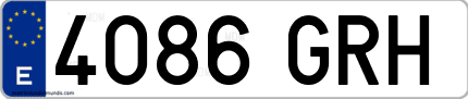 Ejemplo de matrícula de coche ordinaria 4086 GRH