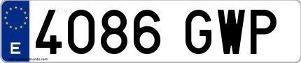 Ejemplo de matrícula española 4086 GWP