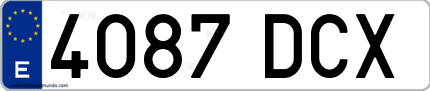Ejemplo de matrícula de coche ordinaria 4087 DCX