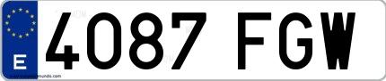 Ejemplo de matrícula española 4087 FGW