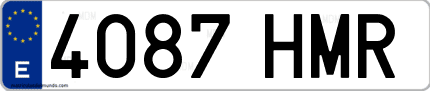Ejemplo de matrícula de coche ordinaria 4087 HMR