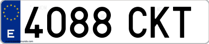 Ejemplo de matrícula de coche ordinaria 4088 CKT