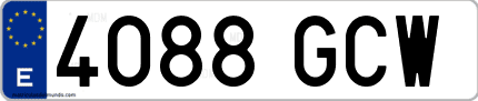 Ejemplo de matrícula de coche ordinaria 4088 GCW