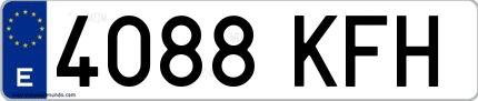 Ejemplo de matrícula española 4088 KFH