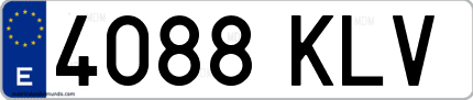 Ejemplo de matrícula de coche ordinaria 4088 KLV
