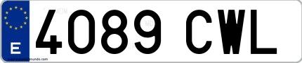 Ejemplo de matrícula española 4089 CWL
