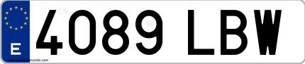 Ejemplo de matrícula española 4089 LBW