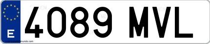 Ejemplo de matrícula española 4089 MVL