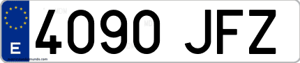 Ejemplo de matrícula de coche ordinaria 4090 JFZ