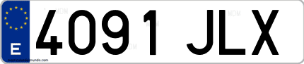 Ejemplo de matrícula de coche ordinaria 4091 JLX