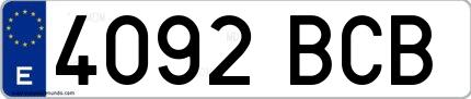 Ejemplo de matrícula española 4092 BCB