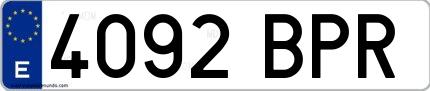 Ejemplo de matrícula española 4092 BPR