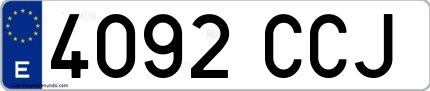 Ejemplo de matrícula de coche ordinaria 4092 CCJ