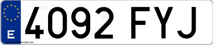 Ejemplo de matrícula de coche ordinaria 4092 FYJ