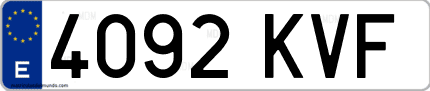 Ejemplo de matrícula de coche ordinaria 4092 KVF