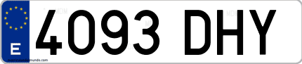 Ejemplo de matrícula de coche ordinaria 4093 DHY