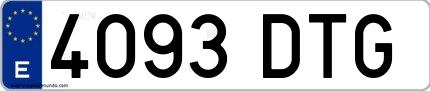 Ejemplo de matrícula española 4093 DTG